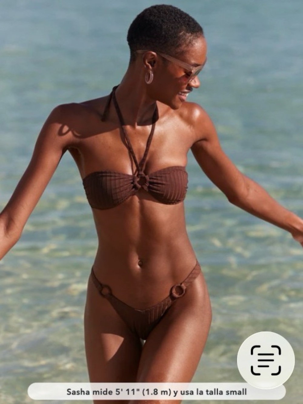 aerie Brown Ring-Detail Bandeau Bikini Set